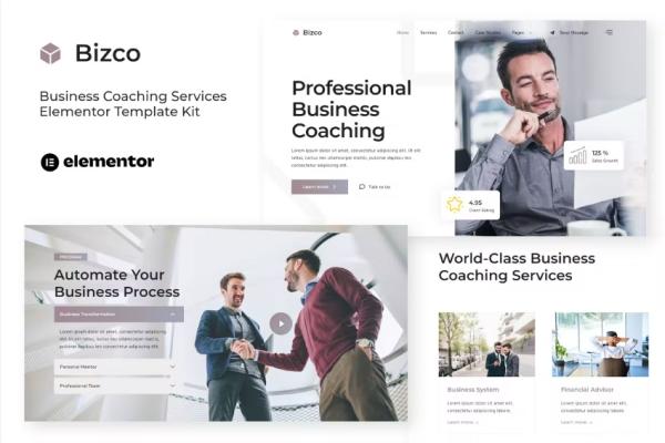 Bizco – 商务教练 Elementor 模板套件-极客小站