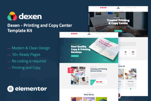 Dexen – 打印和复印中心 Elementor 模板套件-极客小站