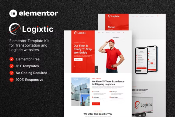 Logixtic – 运输和物流 Elementor 模板套件-极客小站