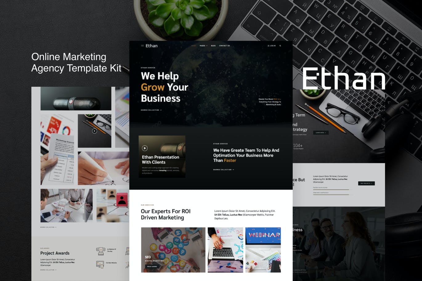 Ethan – 网络营销机构Elementor模板工具包-极客小站
