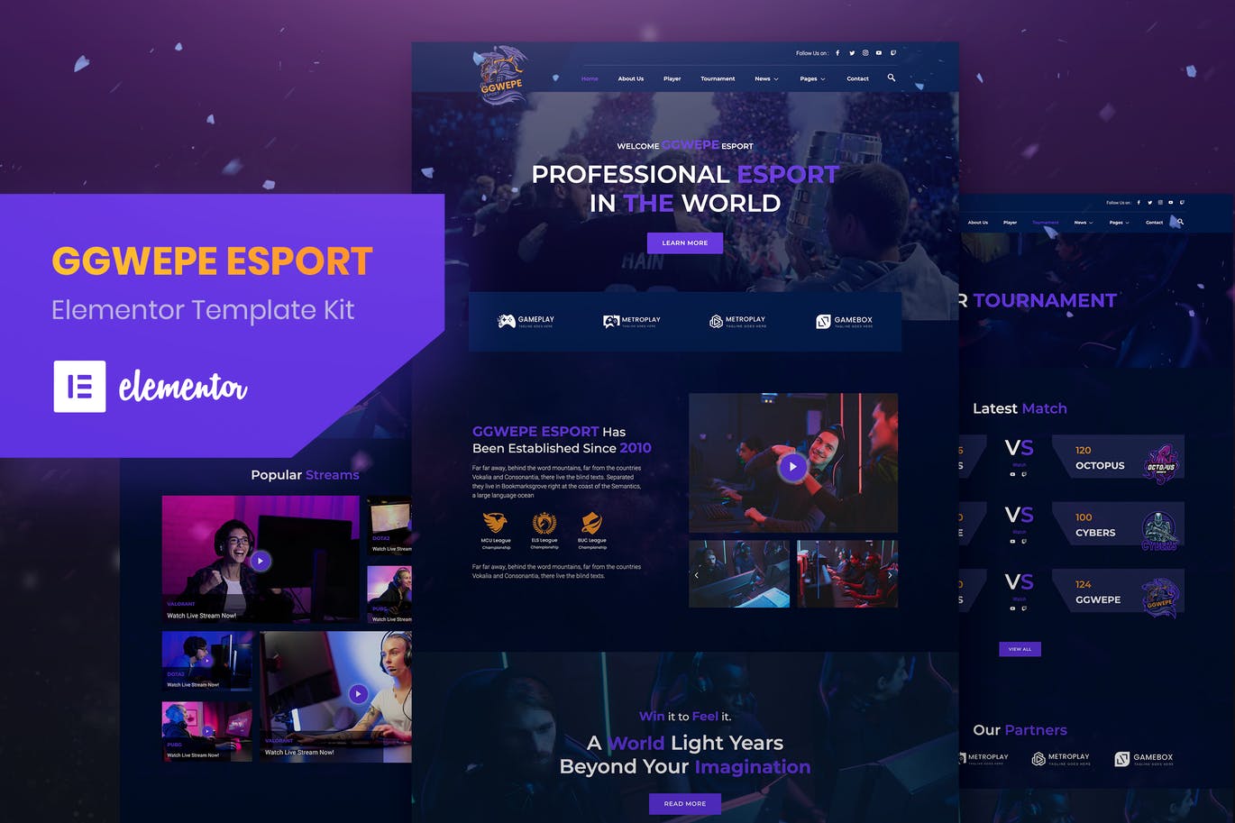 GGWEPE – 电竞和游戏 Elementor Template Kit-极客小站