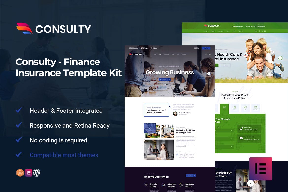 Consulty – 财务咨询 Elementor Template Kit-极客小站
