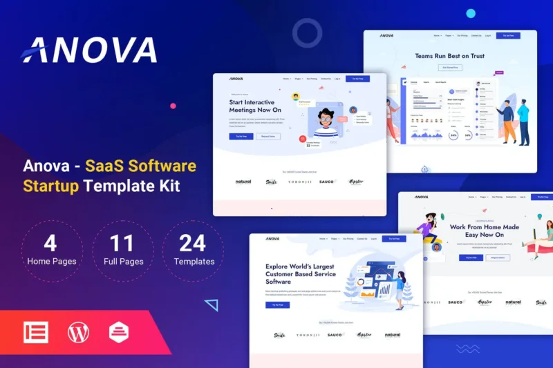 Anova – SaaS和启动 Elementor Template Kit-极客小站