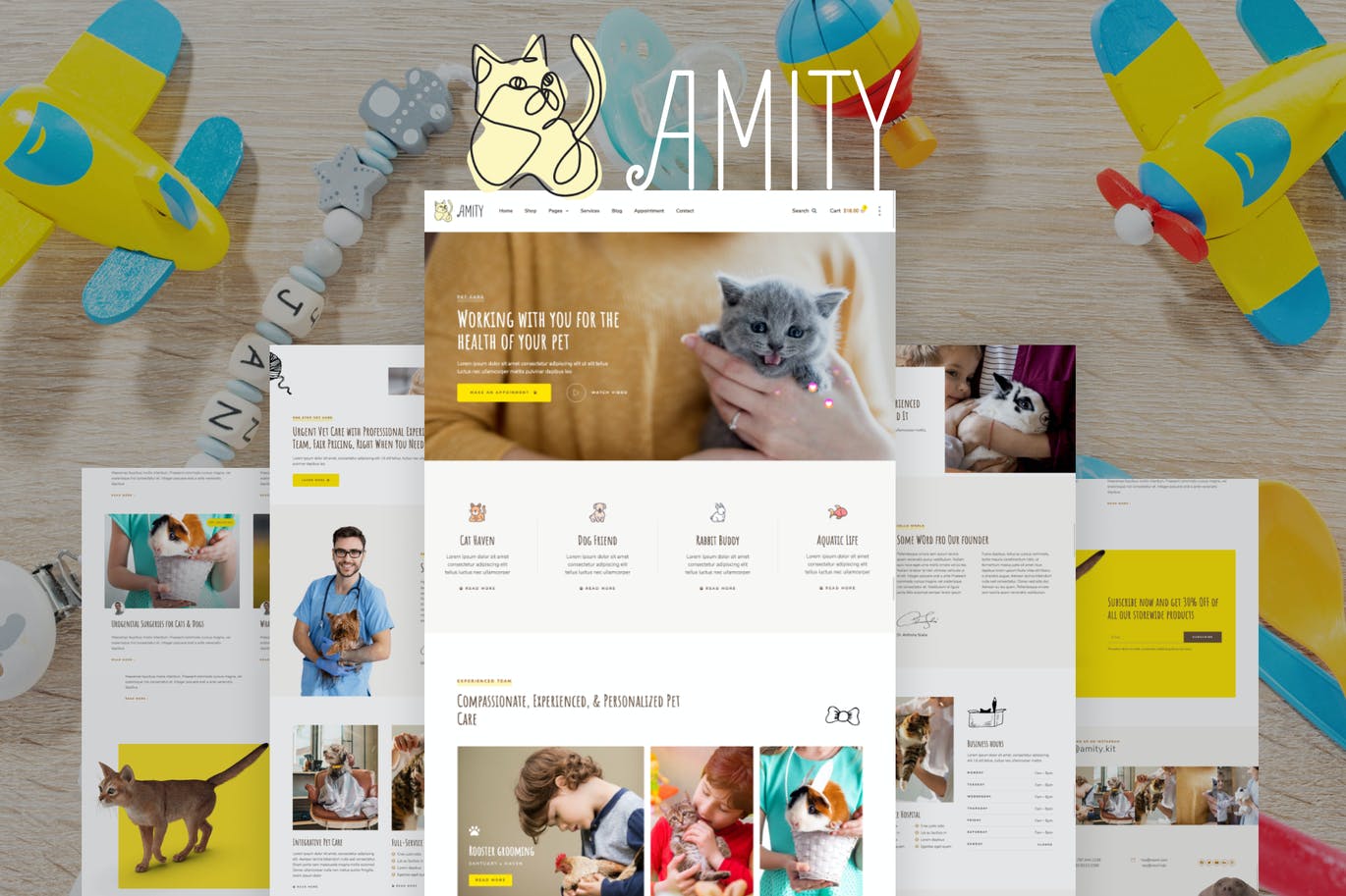 Amity – 动物医院和兽医 Template Kit-极客小站