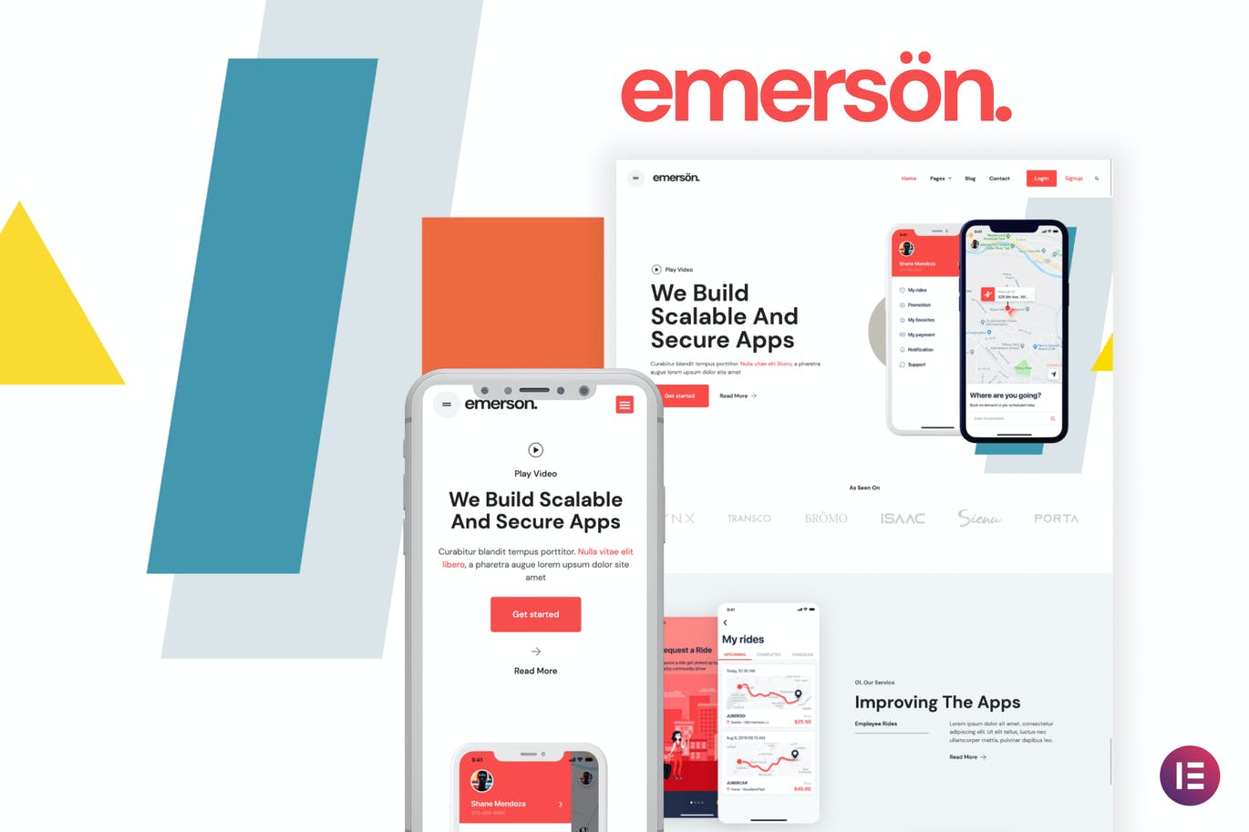 Emerson — 应用程序和软件展示柜 Elementor Template Kit-极客小站