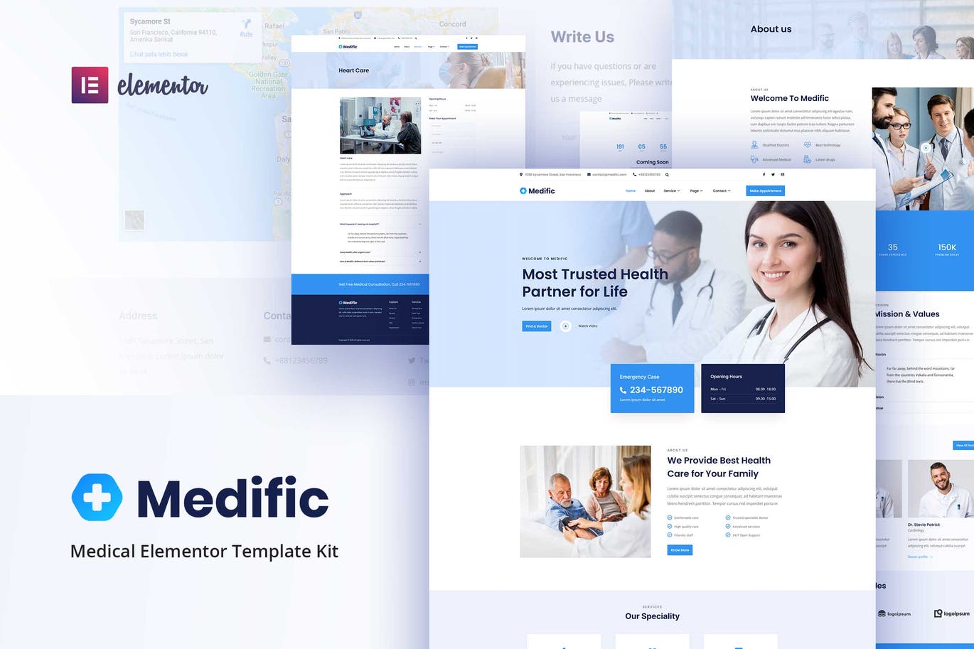Medific – 医疗Elementor模板工具包-极客小站