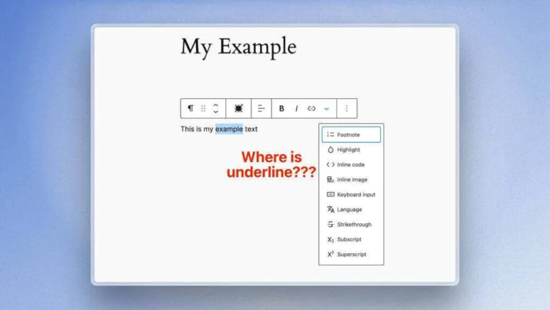 如何在WordPress区块编辑器中给文本加下划线-极客小站