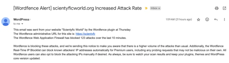 如何应对Wordfence关于WordPress网站攻击率上升的警报？-极客小站